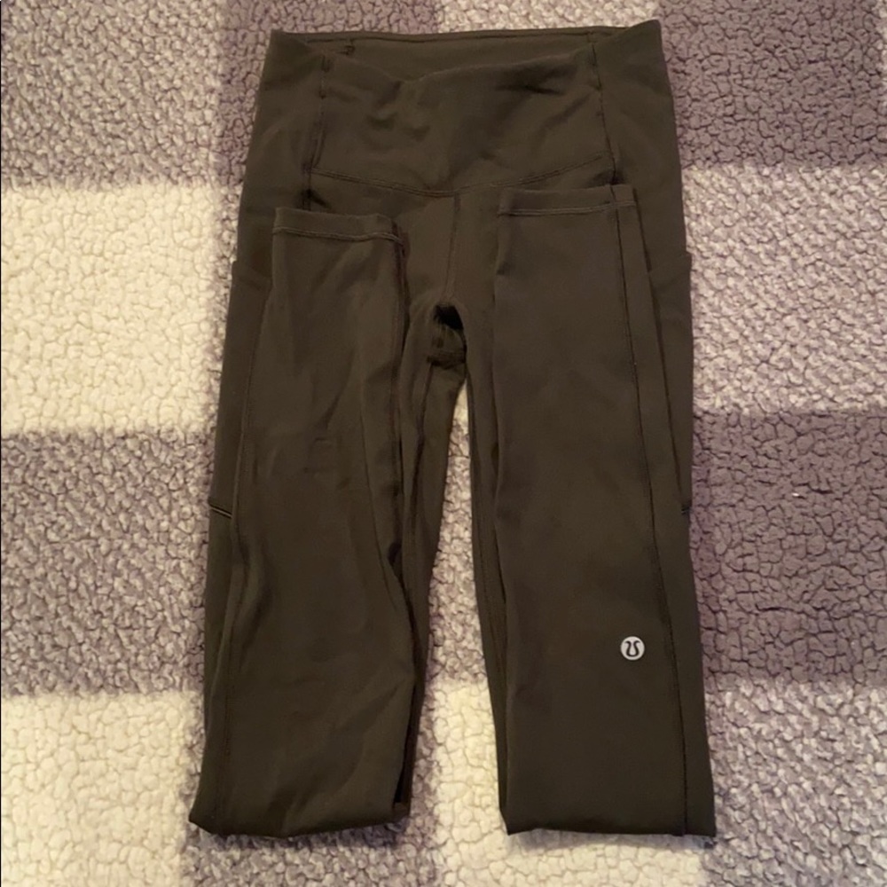 Olive green Lululemon speed up tight leggings